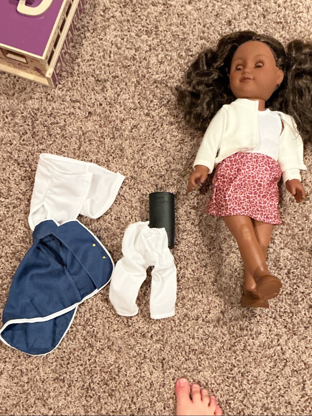 Kids Fashion Doll Outfit Set with Pink Leopard Skirt and White Jacket